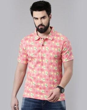 men printed regular fit polo t-shirt