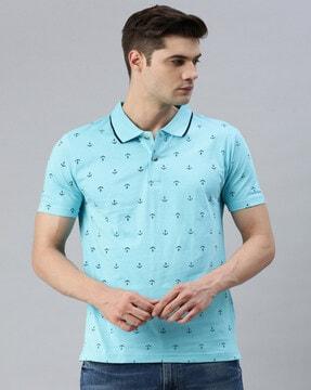 men printed regular fit polo t-shirt