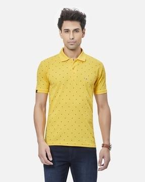 men printed regular fit polo t-shirt