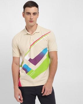 men printed regular fit polo t-shirt