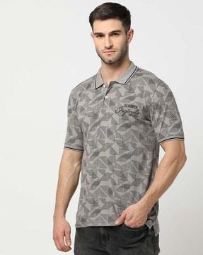 men printed regular fit polo t-shirt