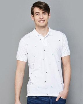 men printed regular fit polo t-shirt