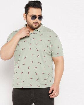 men printed regular fit polo t-shirt