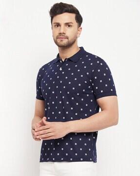 men printed regular fit polo t-shirt