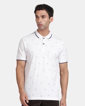 men printed regular fit polo t-shirt