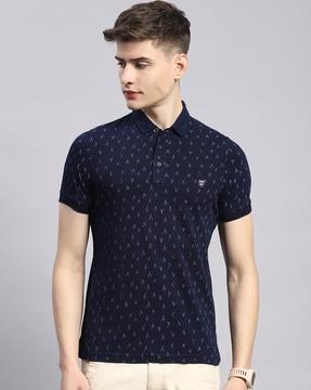 men printed regular fit polo t-shirt