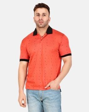 men printed regular fit polo t-shirt