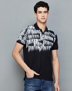 men printed regular fit polo t-shirt