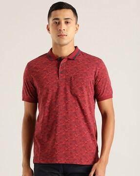 men printed regular fit polo t-shirt