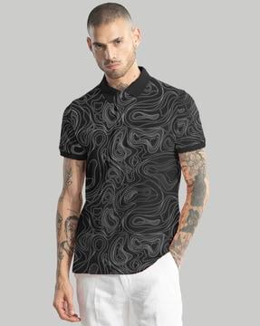 men printed regular fit polo t-shirt