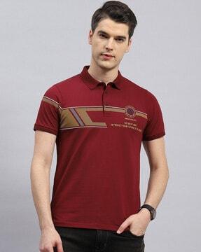 men printed regular fit polo t-shirt