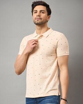 men printed regular fit polo t-shirt