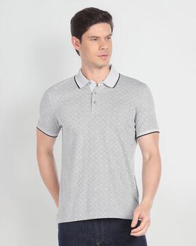 men printed regular fit polo t-shirt