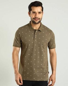 men printed regular fit polo t-shirt