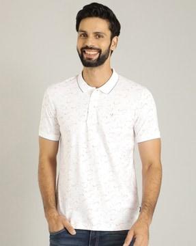 men printed regular fit polo t-shirt