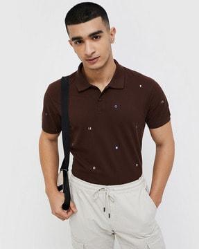 men printed regular fit polo t-shirt