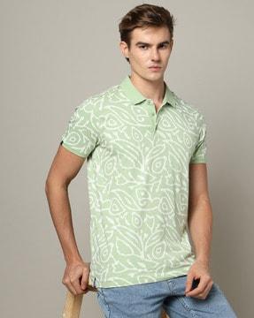 men printed regular fit polo t-shirt