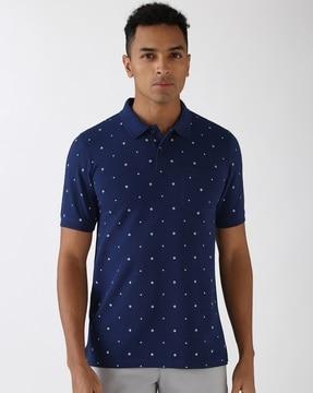 men printed regular fit polo t-shirt