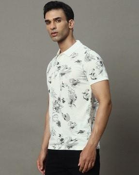 men printed regular fit polo t-shirt