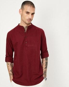 men printed regular fit popover shirt