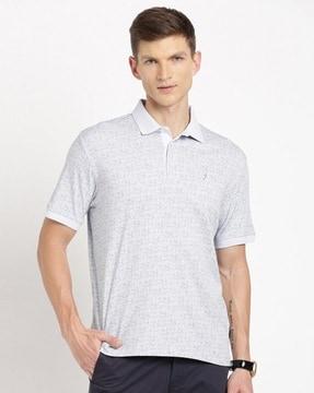 men printed regular fit pure cotton polo t-shirt