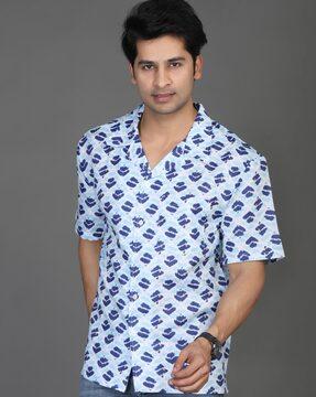 men printed regular fit shirt