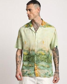 men printed regular fit shirt