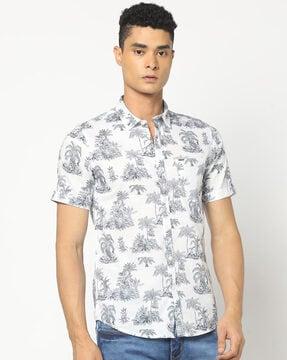 men printed regular fit shirt