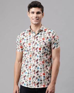 men printed regular fit shirt