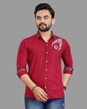 men printed regular fit shirt