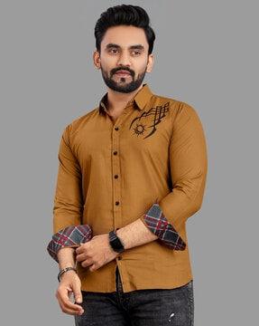 men printed regular fit shirt