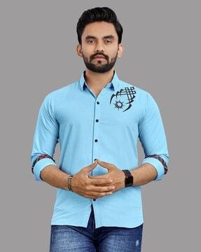 men printed regular fit shirt