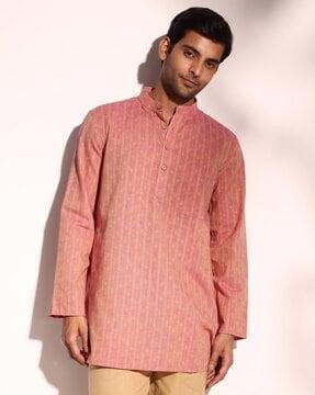 men printed regular fit short kurta