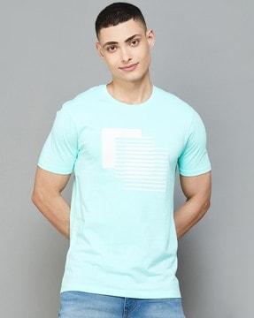 men printed regular fit t-shirt with short sleeves