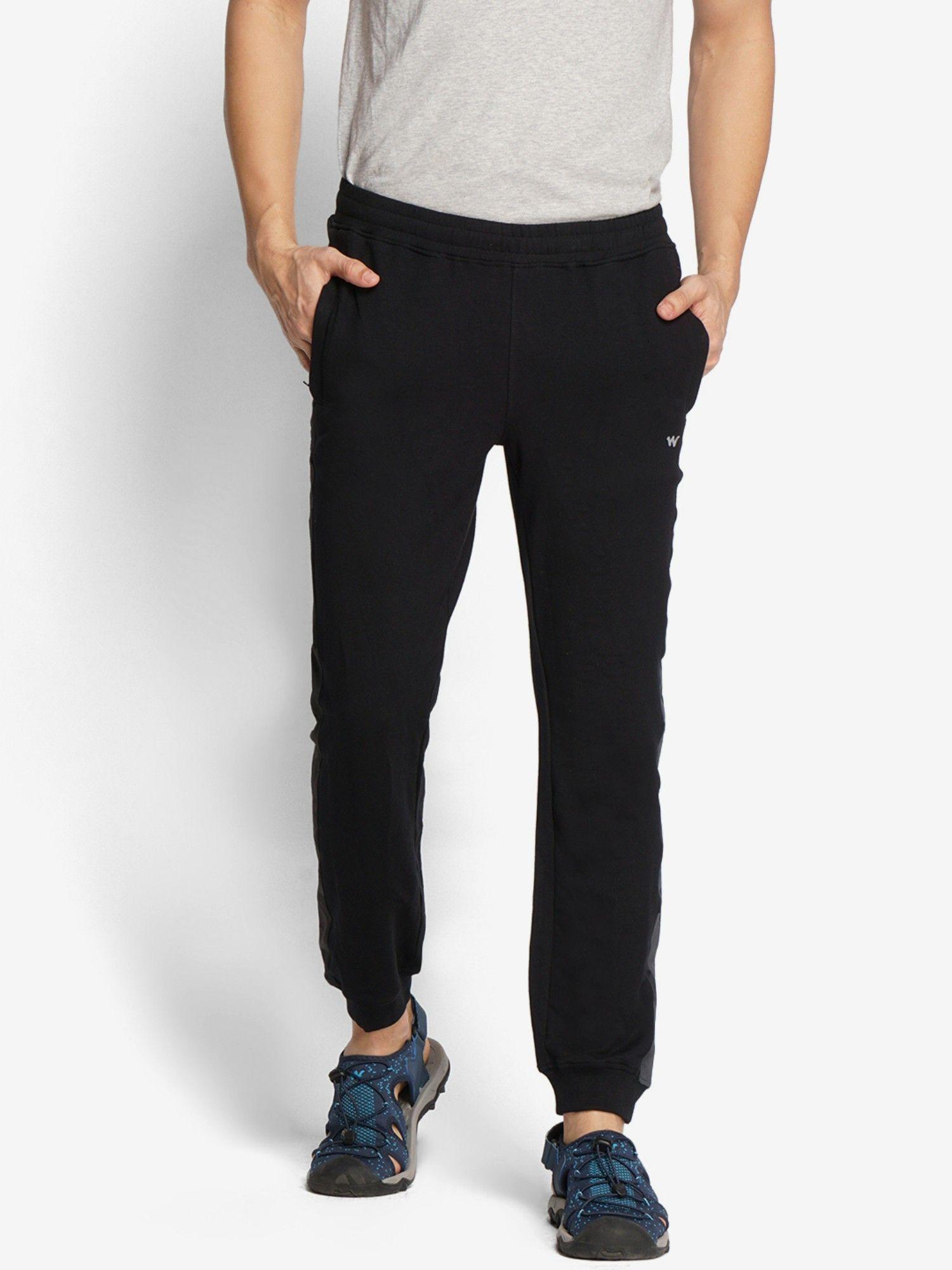 men printed regular fit trackpant-black