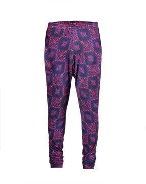 men printed relaxed fit flat-front trousers