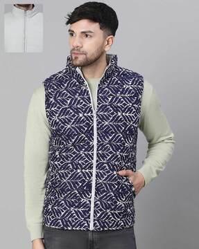 men printed relaxed fit zip-front jacket