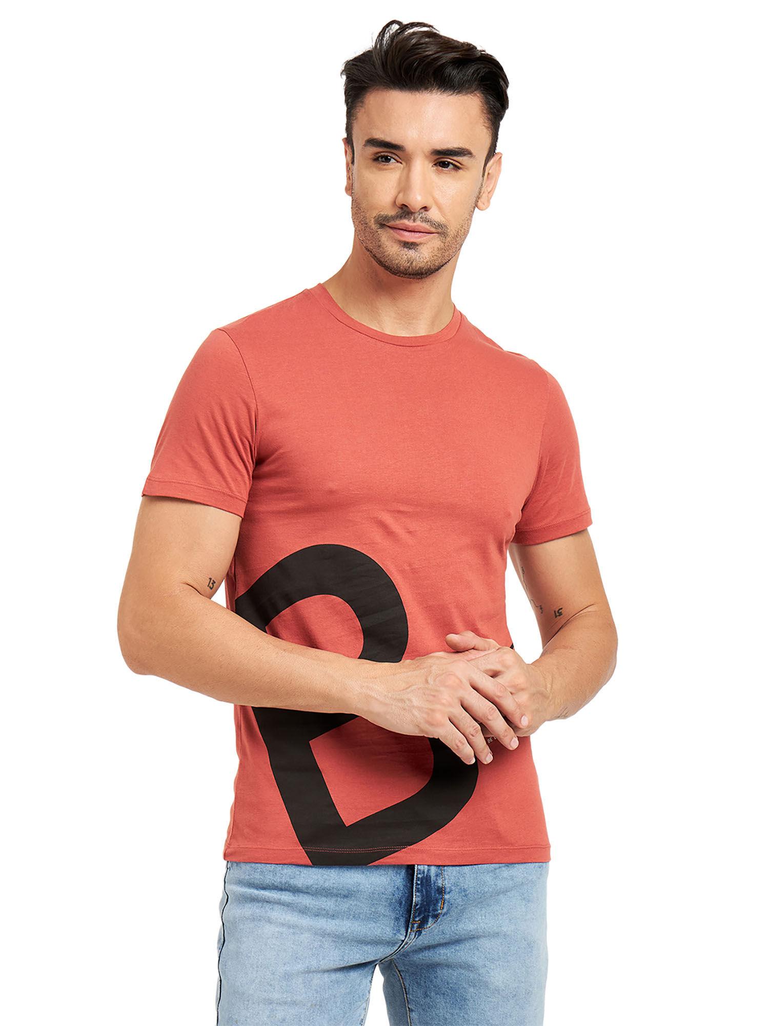 men printed rust t-shirt