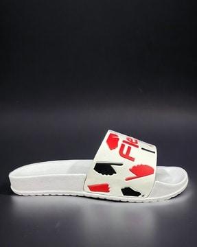 men printed slides flip-flops