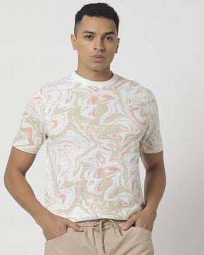 men printed slim fit crew-neck t-shirt