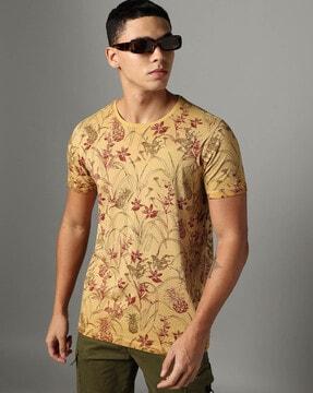 men printed slim fit crew-neck t-shirt