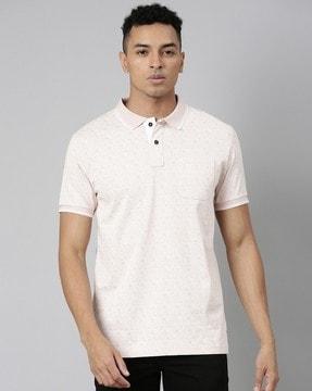 men printed slim fit polo t-shirt with short sleeves