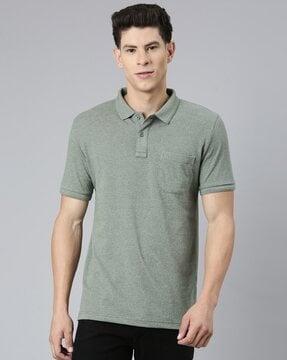 men printed slim fit polo t-shirt with short sleeves