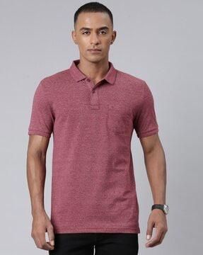 men printed slim fit polo t-shirt with short sleeves