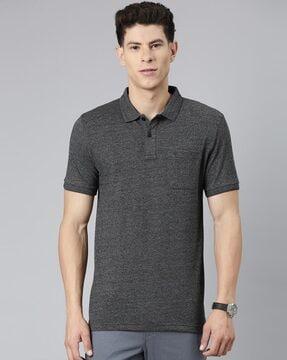 men printed slim fit polo t-shirt with short sleeves