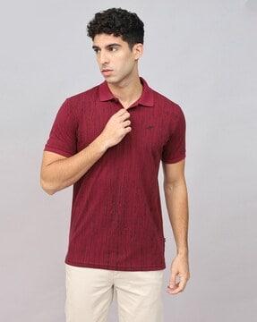 men printed slim fit polo t-shirt