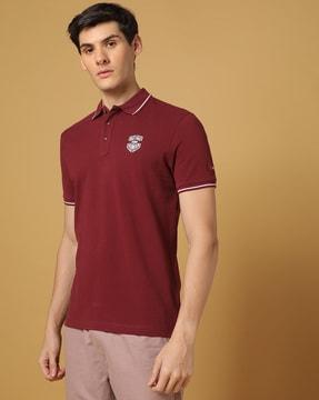 men printed slim fit polo t-shirt