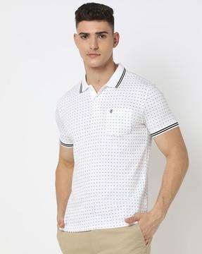 men printed slim fit polo t-shirt