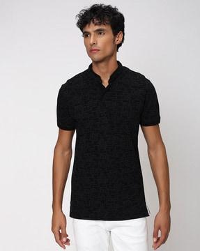 men printed slim fit polo t-shirt