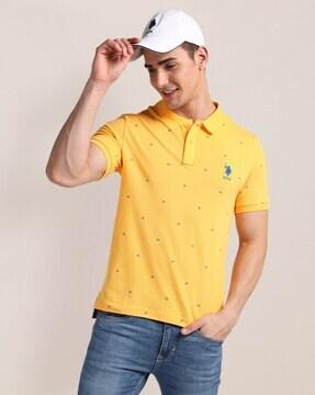 men printed slim fit polo t-shirt